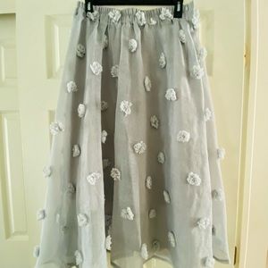 Grey Skirt by Chicwish with Pom-Pom Details
